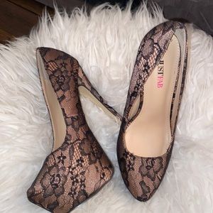 Black Lace Platform Stilettos